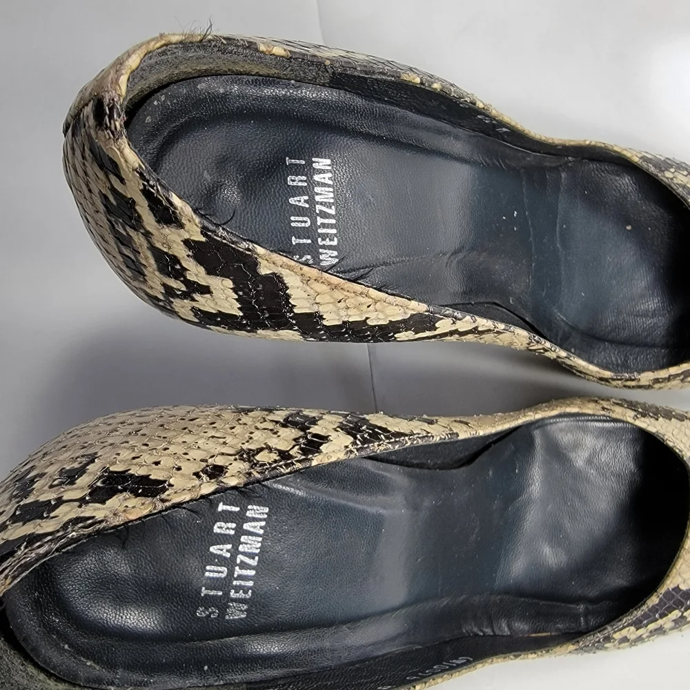 Stuart Weitzman Sz 8.5 Snake Pump Heels Pointed Toe Stilettos 4"_8
